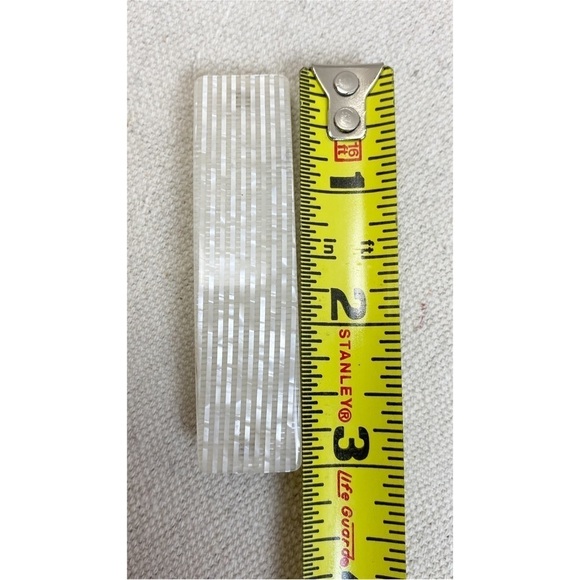 Irridescent shimmery white stripe Made in France Barrette - Picture 3 of 5